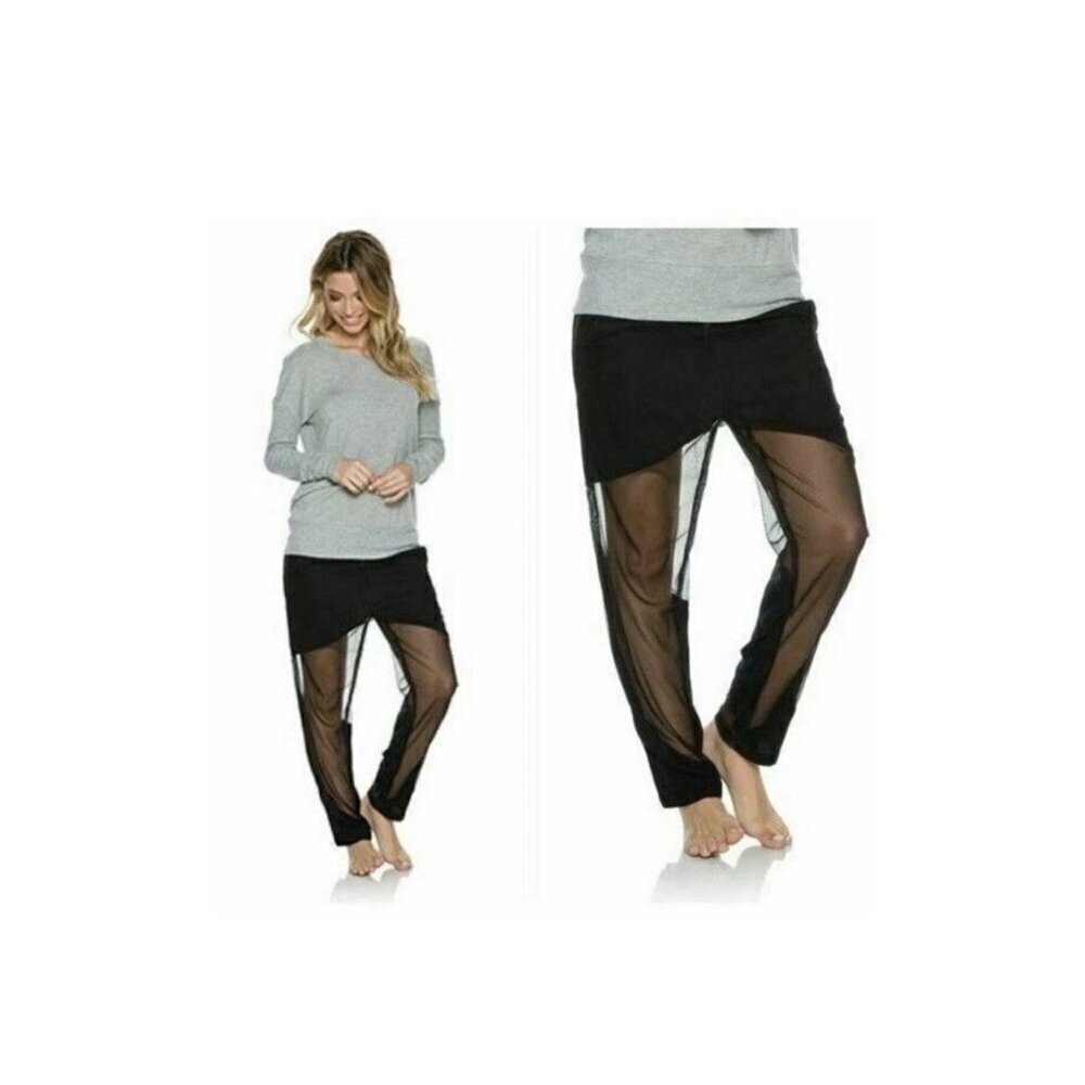 Tallow Women's Black Mesh Panels Track Pants